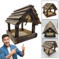 NOWY KARMNIK DLA PTAKÓW DREWNIANY XXL DUŻY WISZĄCY NA BALKON CAŁOROCZNY 35