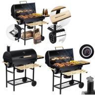 GRILL WĘGLOWY OGRODOWY Z POKRYWĄ RUSZT PŁYTA + TERMOMETR DUŻY