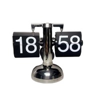 ZEGAR KLAPKOWY KLAPOWY STOJĄCY 24H STOŁOWY RETRO DO BIURA DOMU SREBRNY