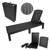 Leżak rattanowy ogrodowy z regulowanym oparciem wodoodporny na taras ogród