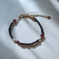 BRANSOLETKA Z KAMIENI NATURALNYCH - TURMALIN CZARNY FASETOWANY