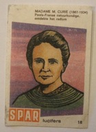 ETYKIETA SPAR lucifers MADAME M. CURIE - Maria Skłodowska - Curie RZADKOŚĆ