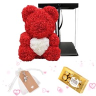 MIŚ Z RÓŻ +zawieszka na szczęście + praliny Lindt