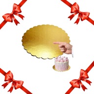 PODKŁAD POD TORT ZŁOTY GRUBY OKRĄGŁY SZTYWNY LAMINOWANY WODOODPORNY 30 CM