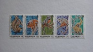 Guernsey 1989, Małpy, zwierzęta, fauna, Mi. 465-469