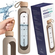SZKLANA BUTELKA MOTYWACYJNA NA WODĘ 1L Z ETUI BAMBUS AQUAFLOOW