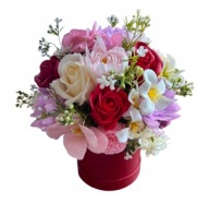 FLOWER BOX KWIATY MYDLANE BUKIET PREZENT DZIEŃ KOBIET IMIENINY URODZINY