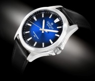 Zegarek Męski Giewont Elegance Sapphire Czarny pasek Niebieska tarcza