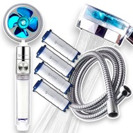 OSZCZĘDNA TURBO SŁUCHAWKA PRYSZNICOWA Z TURBINĄ WENTYLATOREM +WĄŻ+4xFILTR