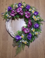 WIANEK wiosenny, wianek kwiatowy na drzwi