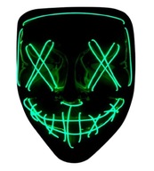 MASKA LED ŚWIECĄCA ZIELONA HALLOWEEN IMPREZA STRASZNA NA BATERIE HALLOWEEN
