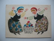 DANUTA IMIELSKA WESOŁYCH ŚWIĄT PISANKI stara POCZTÓWKA 1964
