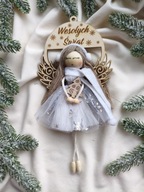 Anioł Świąteczny biały Aniołek na święta ozdoba choinkowa wesołych świąt