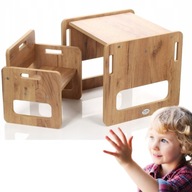 STOLIK Z KRZESEŁKIEM DLA DZIECKA 1-3 LAT DĘBOWY TB-330