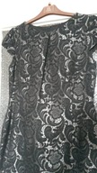 Bolero sukienka srebrna efekt czarnej koronki 38