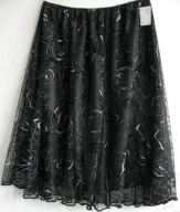 Czarna spódnica kliny tiul błyszczący wzór maxi r54/58