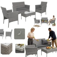 ZESTAW MEBLI OGRODOWYCH NA TARAS BALKON TECHNORATTAN STOLIK KRZESŁA SOFA XL
