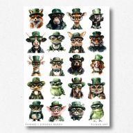 Zielona banda - elementy do wycięcia – grafiki zwierząt do kartek handmade