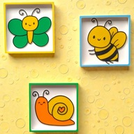 dekoracja na ściane dla chłopca, dziewczynki. zwierzątka, kolorowe ramki