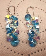 KOLCZYKI DŁUGIE WISZĄCE DIAMENTY vintage oplotka oplotki diamentem koła