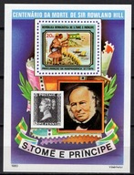 **SAO TOME E PRINCIPE BL.44 = 14E - STATKI, ŻAGLOWCE, Sir Rowland Hill
