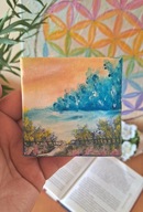 Mini obraz na płótnie malowany olejem krajobraz rzeka tiny painting