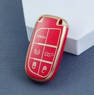 Czerwono-złote etui na kluczyk CHRYSLER 300C DODGE Challenger FIAT JEEP RAM