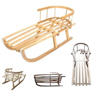 SANKI DREWNIANE Z OPARCIEM DLA DZIECI TRADYCYJNE SANKI DREWNIANE