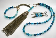 Komplet biżuterii, naszyjnik, bransoletka,kolczyki, kamienie naturalne.