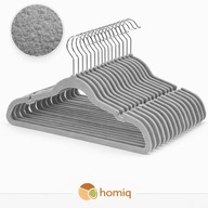 20 sztuk WIESZAKI WELUROWE SZARE ANTYPOŚLIZGOWE 42cm SMUKŁE HAK 360°