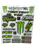 NAKLEJKI NA MOTOR MOTOCYKL ROWER SKUTER CROSSA MONSTER RAPTORS DUŻY ZESTAW