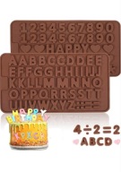 2x Forma silikonowa do czekolady masy cukrowej LITERY ALFABET CYFRY 3D