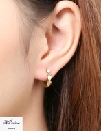 Kol0082 Kolczyki złocone kółeczka serduszka z kryształkami