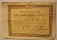 KARTA GWARANCYJNA do zegarka 1958 rok, JUBILER - 1958 rok