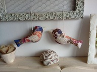 PTASZKI PTAKI Z MATERIAŁU ZAWIESZKI komplet 2 szt