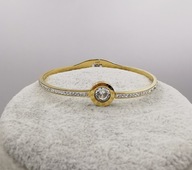 48975 Bransoletka sztywna złota stal chirurgiczna motyw zegara cyrkonie