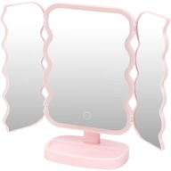 SKŁADANE LUSTRO KOSMETYCZNE DO MAKIJAŻU OŚWIETLENIE LED REGULACJA JASNOŚCI