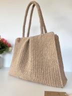 Natural Elegance - szydełkowa torba na ramię z naturalnej juty