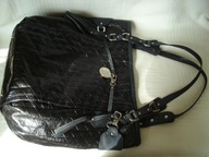 LAMARTHE granatowa skórzana torebka shopper vtg