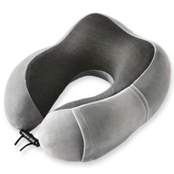 Poduszka Podróżna ZAGŁÓWEK Pod Szyję Rogal Szara MIĘKKA z Pianki Memory