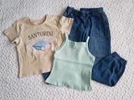 Pepco 2 bluzki santorini spodnie niebieskie nowe roz 122-128