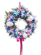 Wianek wieniec na drzwi kwiatowy wiosenny rustykalny 45 cm