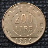 *WŁOCHY [0089]*200 Lirów 1986r. Republika Włoska, Legenda 200 LIRE