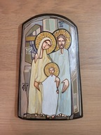 Święta Rodzina IKONA na drewnie prezent CHRZEST ślub Komunia Małżeństwo