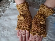 Rękawiczki mitenki M ażurowe w kolorze starego złota