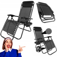 LEŻAK OGRODOWY FOTEL PLAŻOWY ZERO GRAVITY REGULOWANY ROZKŁADANY MOCNY TARAS