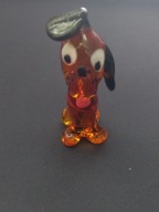 Piękny szklany pies, ręczna robota, szkło uranowe 6cm (A39)