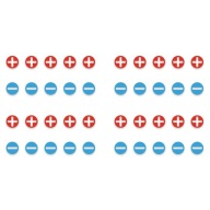 20 + 20 sztuk naklejek na akumulator lub baterie PLUS i MINUS wodoodporne