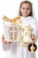 Podziękowanie PIERWSZA KOMUNIA ŚWIĘTA - Świeczka ANIOŁEK w pudełku ozdobnym