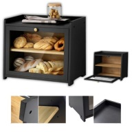 CHLEBAK DREWNIANY DUŻY CZARNY BAMBUSOWY DO KUCHNI POJEMNIK NA CHLEB XXL